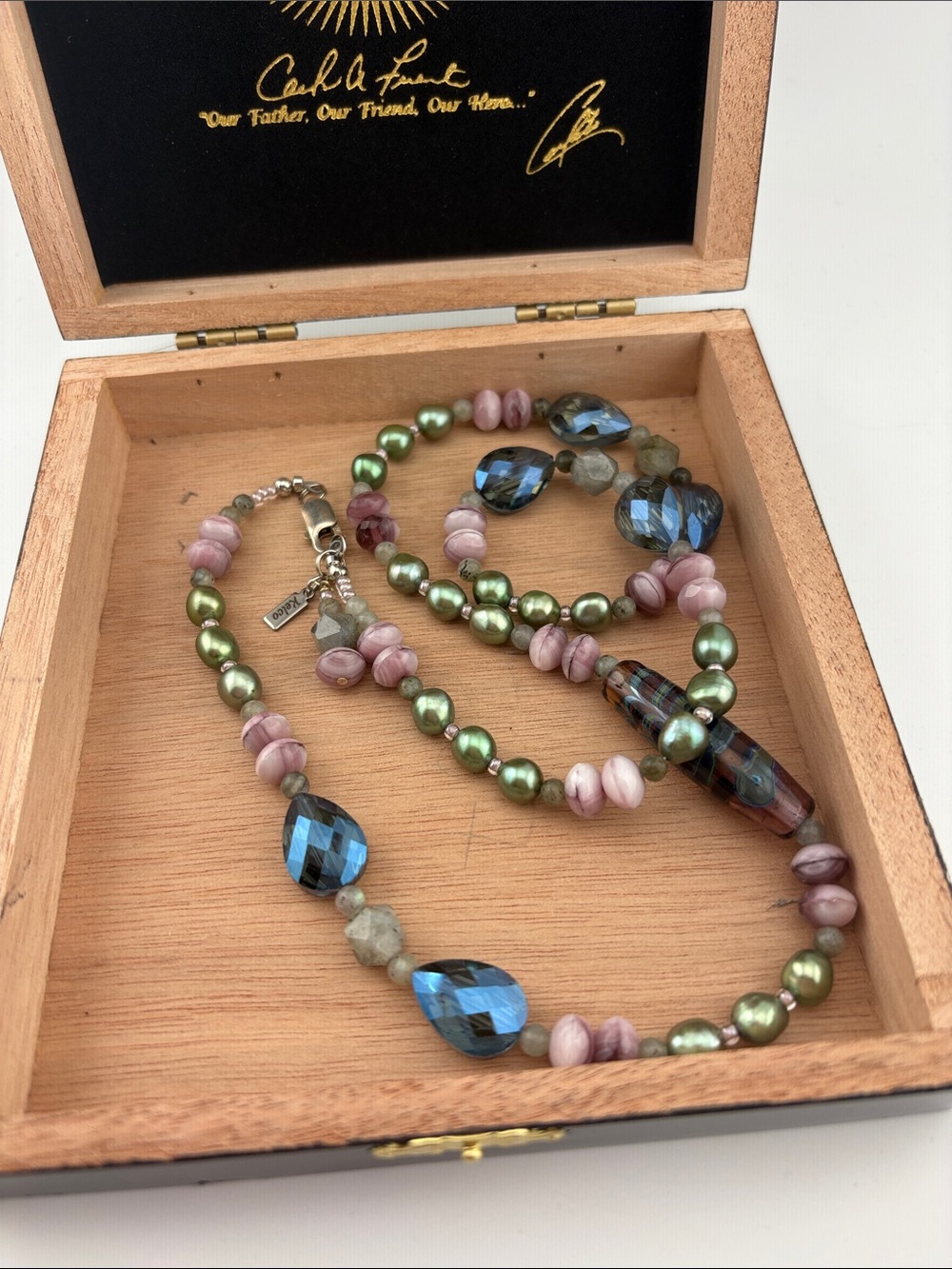Lampwork & Freshwater Pearl Necklace 24’ - Picture 4 of 4